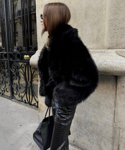 Emelia Miles | Black Fur Coat