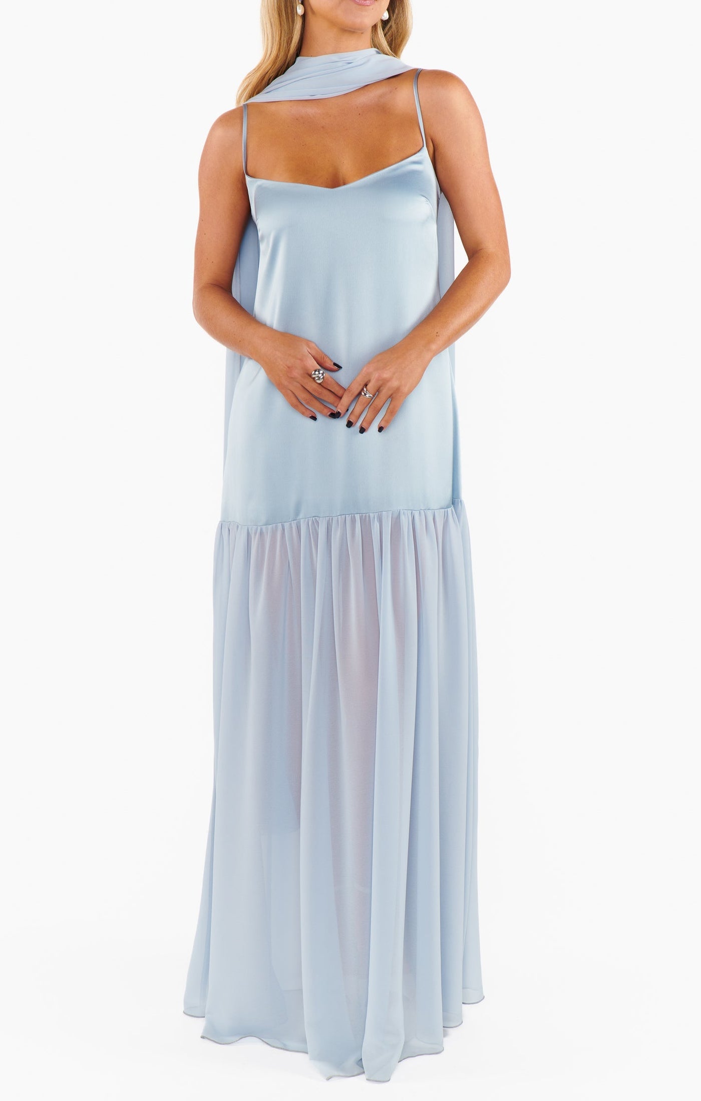 Sheer Maxi Dress - Scarf