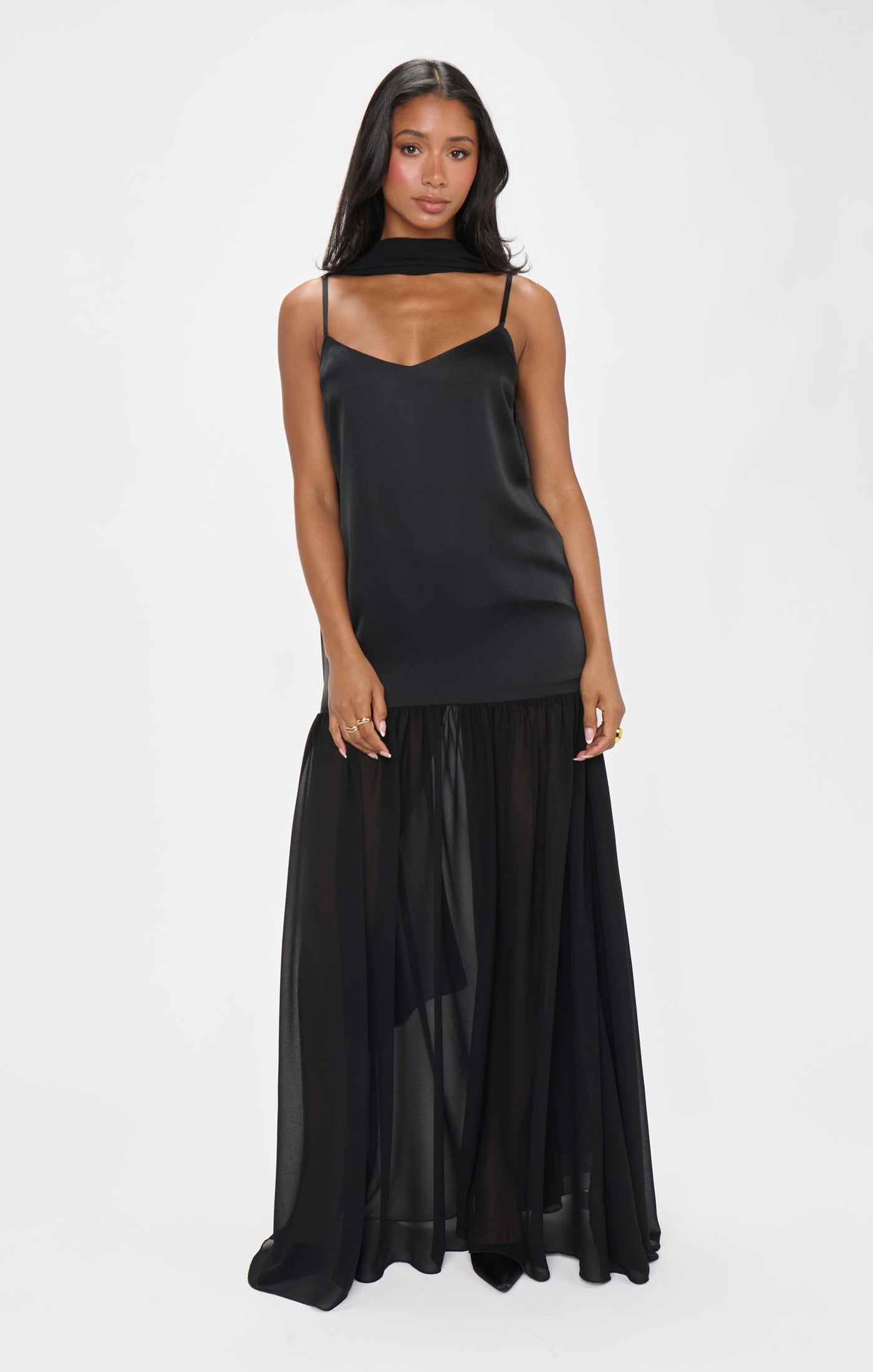 Sheer Maxi Dress - Scarf