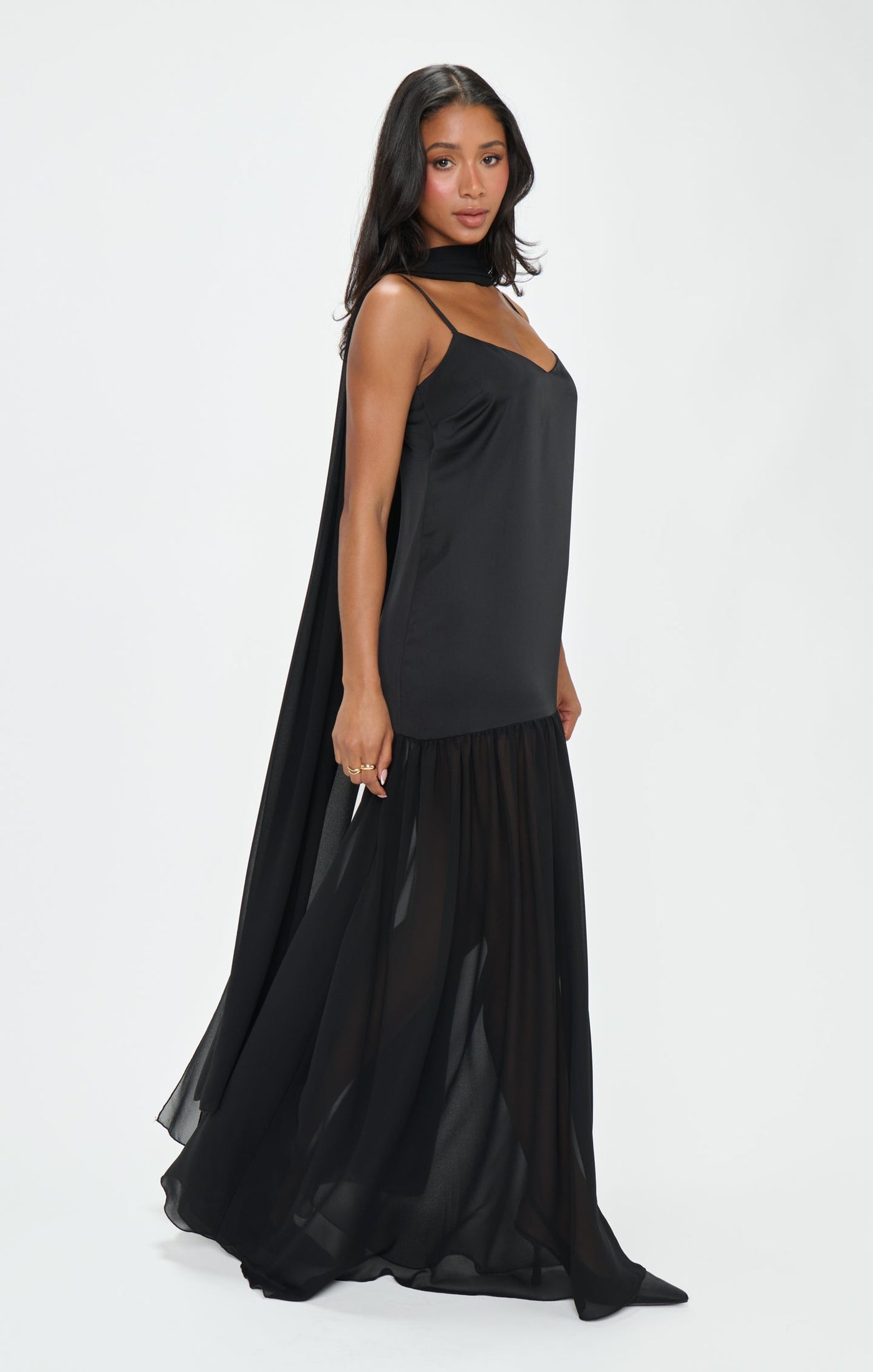 Sheer Maxi Dress - Scarf
