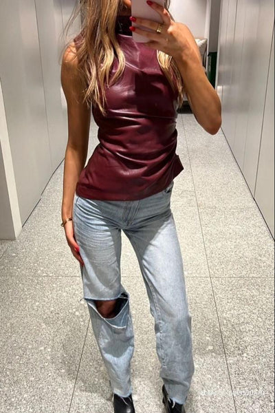 Solira | Slim-fit Leather Top