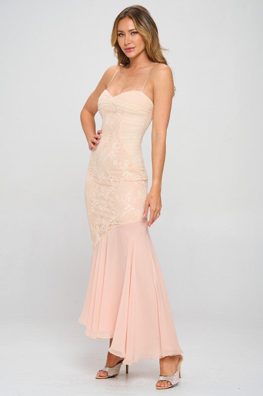Asymmetrical Lace Gown