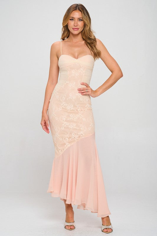 Asymmetrical Lace Gown