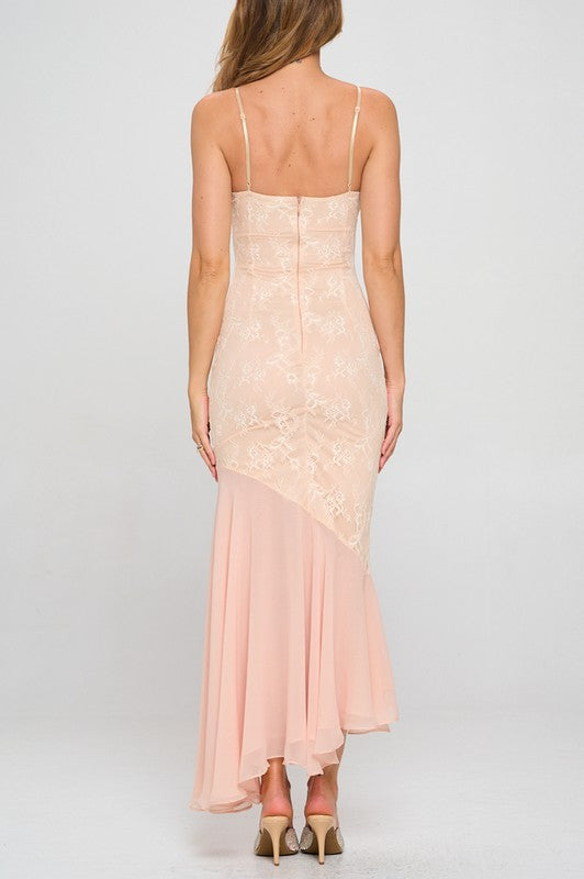 Asymmetrical Lace Gown