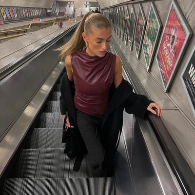 Solira | Slim-fit Leather Top