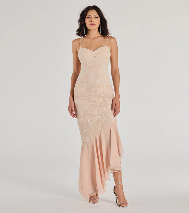 Asymmetrical Lace Gown