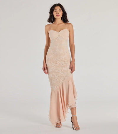 Asymmetrical Lace Gown