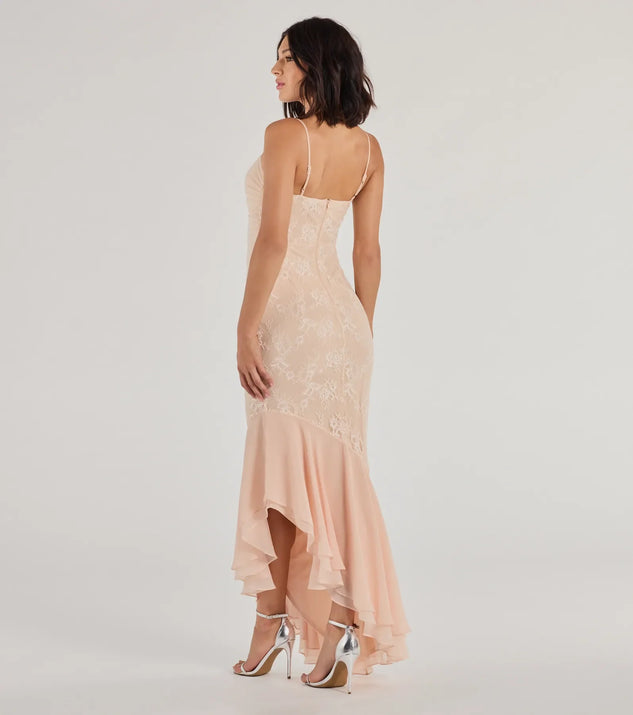 Asymmetrical Lace Gown - Serena