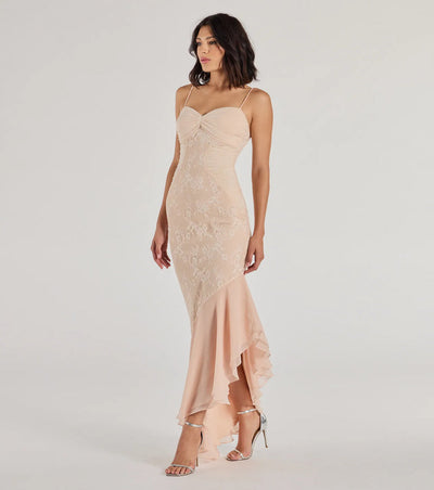 Asymmetrical Lace Gown