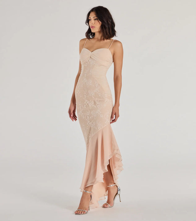 Asymmetrical Lace Gown - Serena