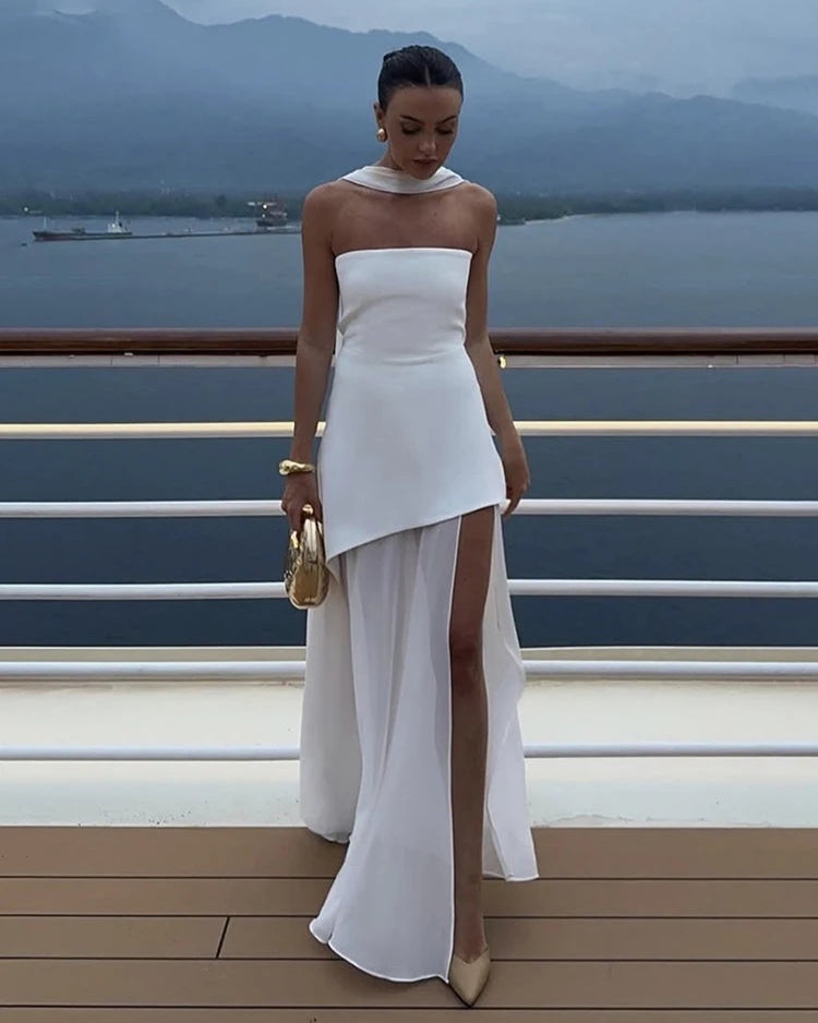 Slit Tulle Gown