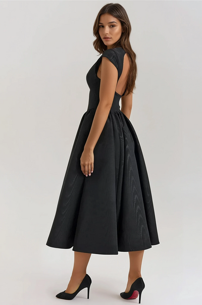 Backless Pleated Midi Dress - Evangeline