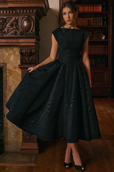 Backless Pleated Midi Dress - Evangeline