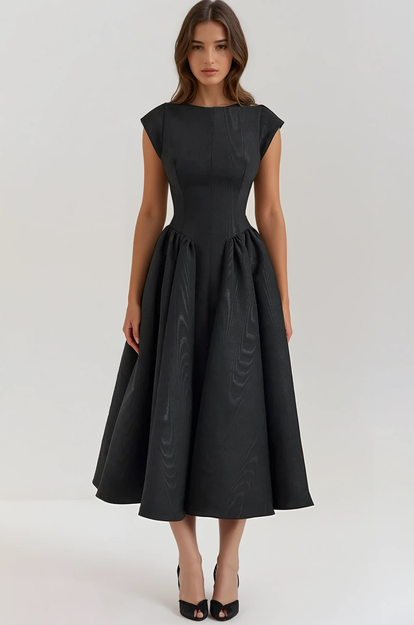 Backless Pleated Midi Dress - Evangeline