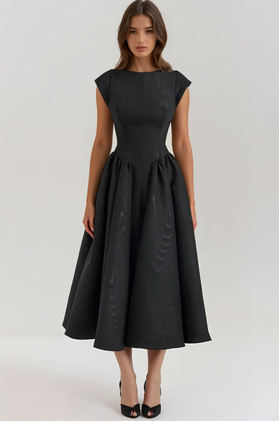 Backless Pleated Midi Dress - Evangeline
