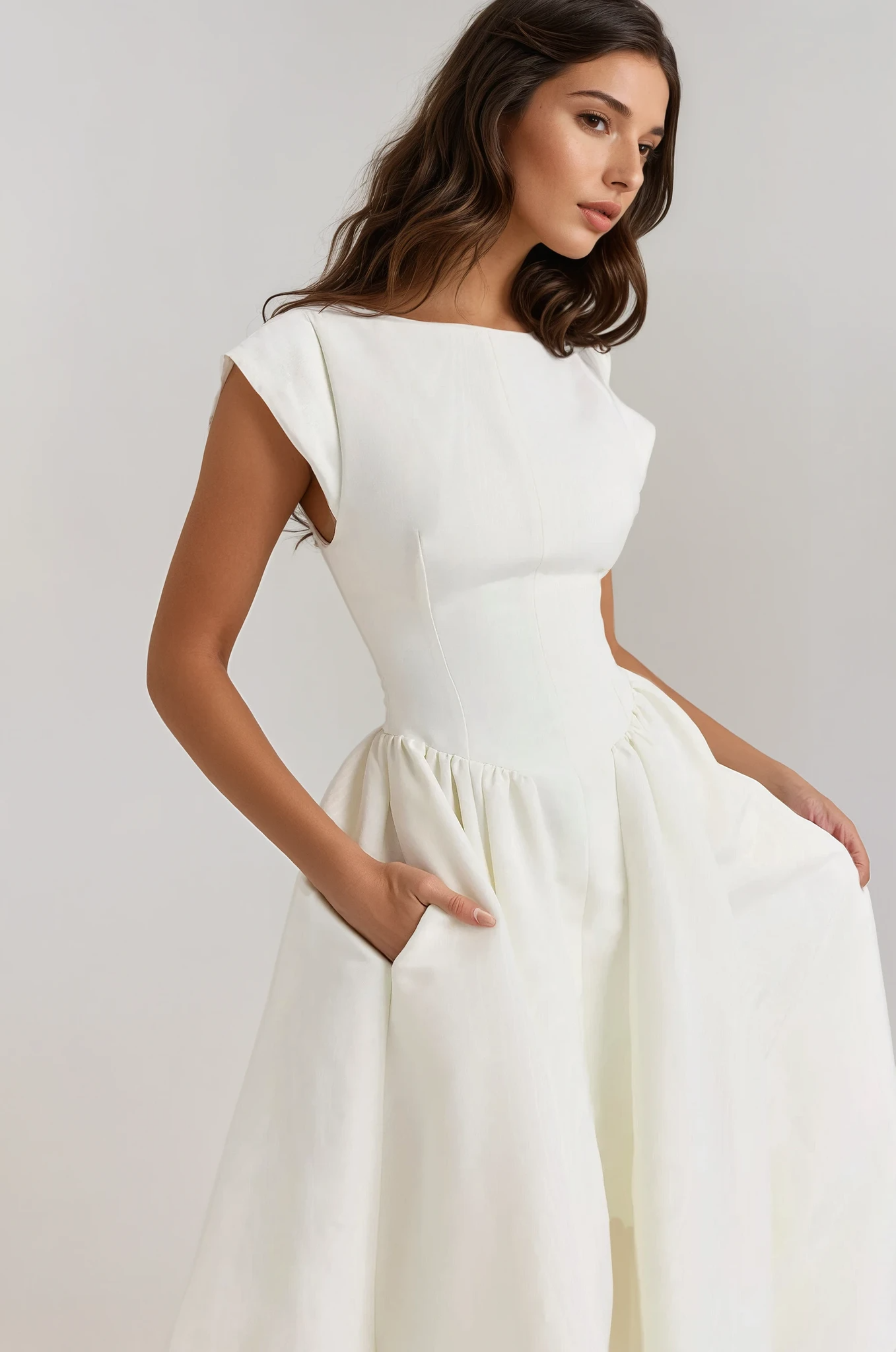 Backless Pleated Midi Dress - Evangeline