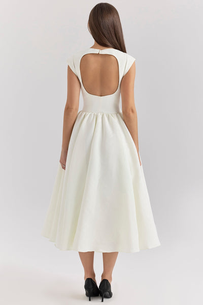 Backless Pleated Midi Dress - Evangeline