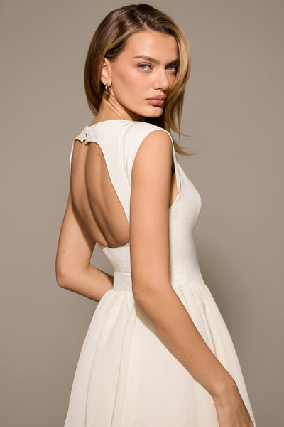 Backless Pleated Midi Dress - Evangeline