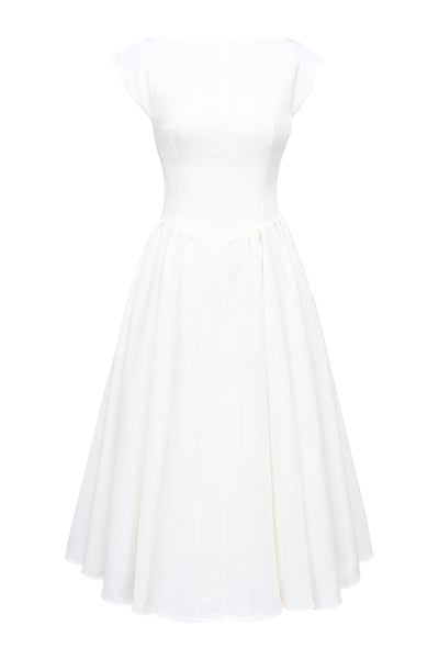 Backless Pleated Midi Dress - Evangeline