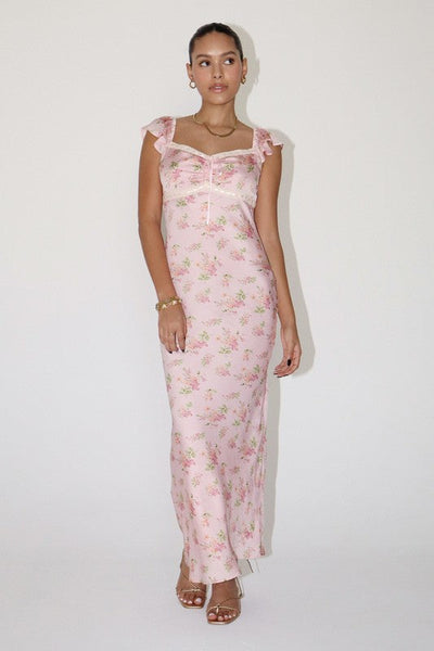 Satin Floral Maxi Dress
