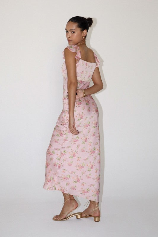 Satin Floral Maxi Dress