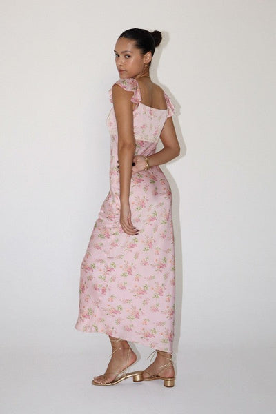 Satin Floral Maxi Dress