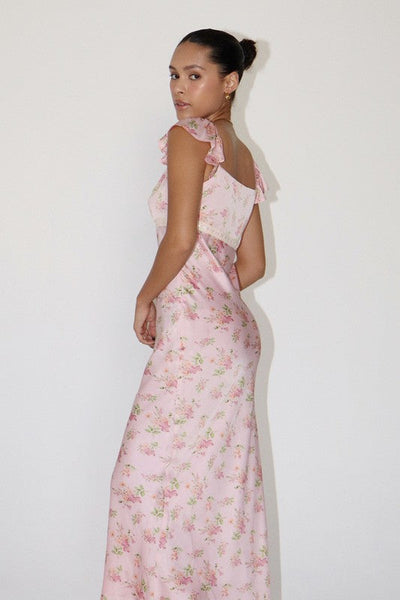 Satin Floral Maxi Dress