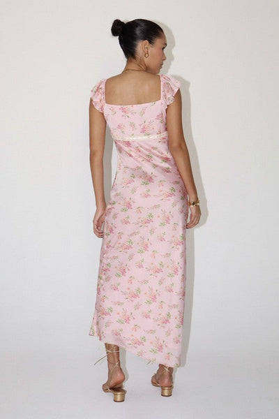 Satin Floral Maxi Dress