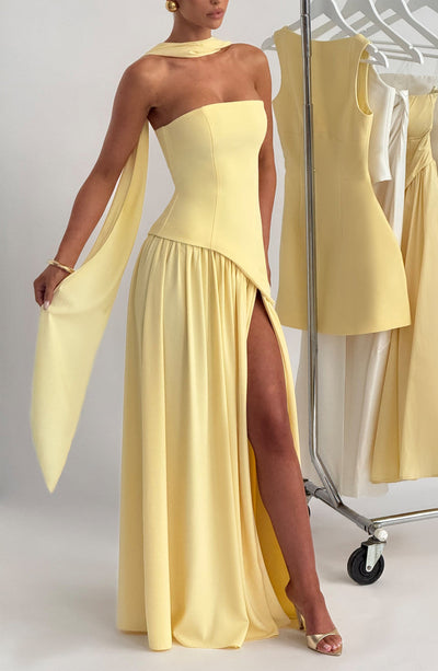 Slit Tulle Gown