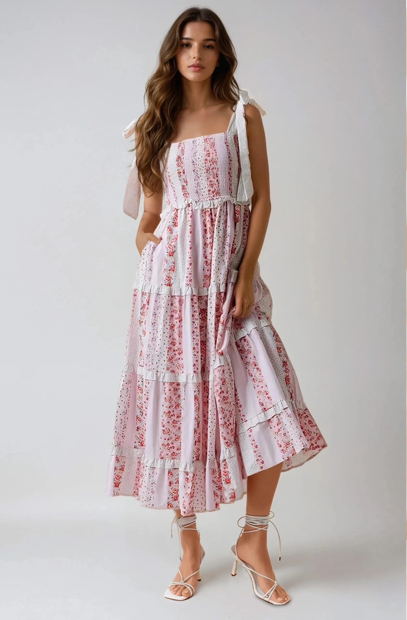 Floral Patchwork Midi Dress