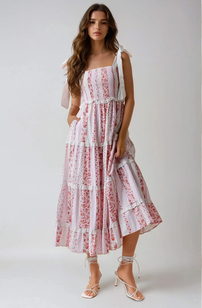 Floral Patchwork Midi Dress