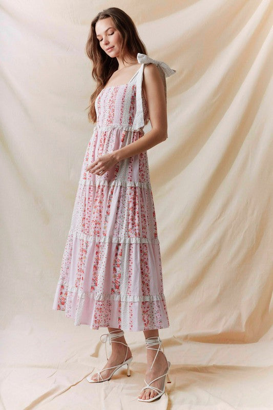 Floral Patchwork Midi Dress
