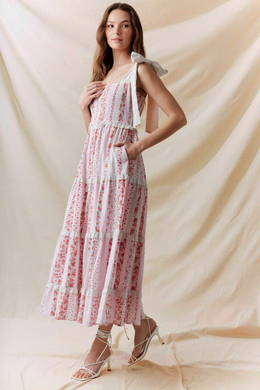 Floral Patchwork Midi Dress