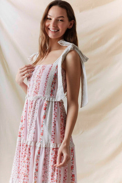 Floral Patchwork Midi Dress