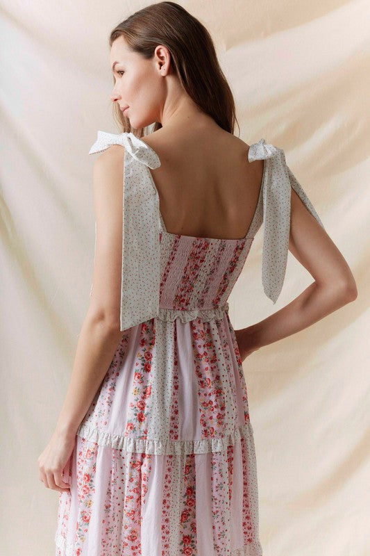 Floral Patchwork Midi Dress