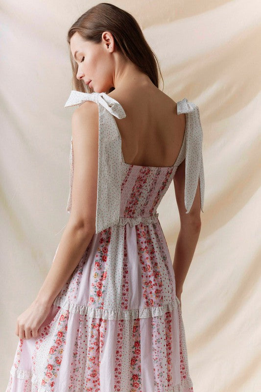 Floral Patchwork Midi Dress
