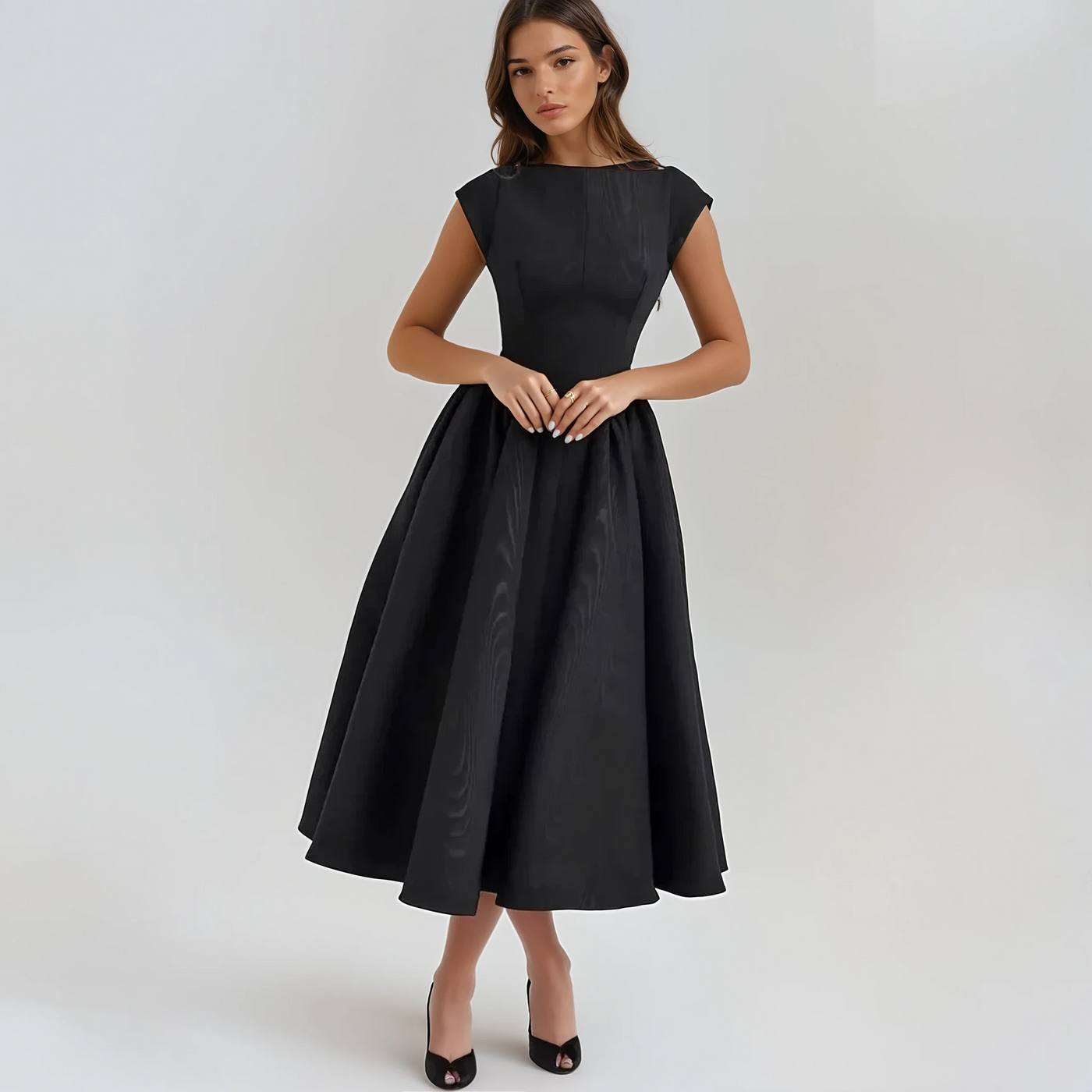 Backless Pleated Midi Dress - Evangeline