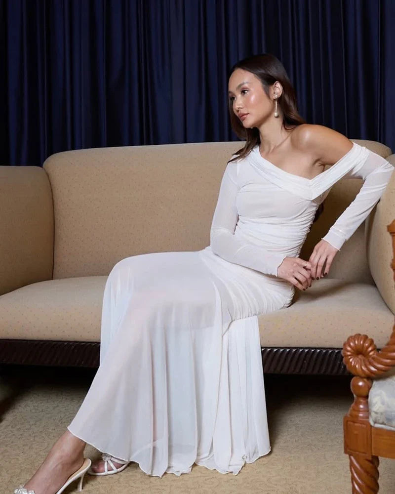 One-Shoulder Draped Maxi Dress
