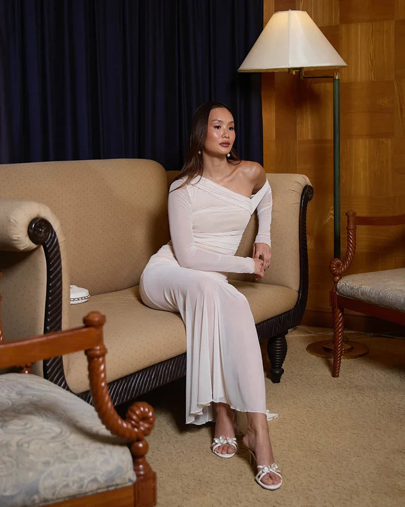 One-Shoulder Draped Maxi Dress