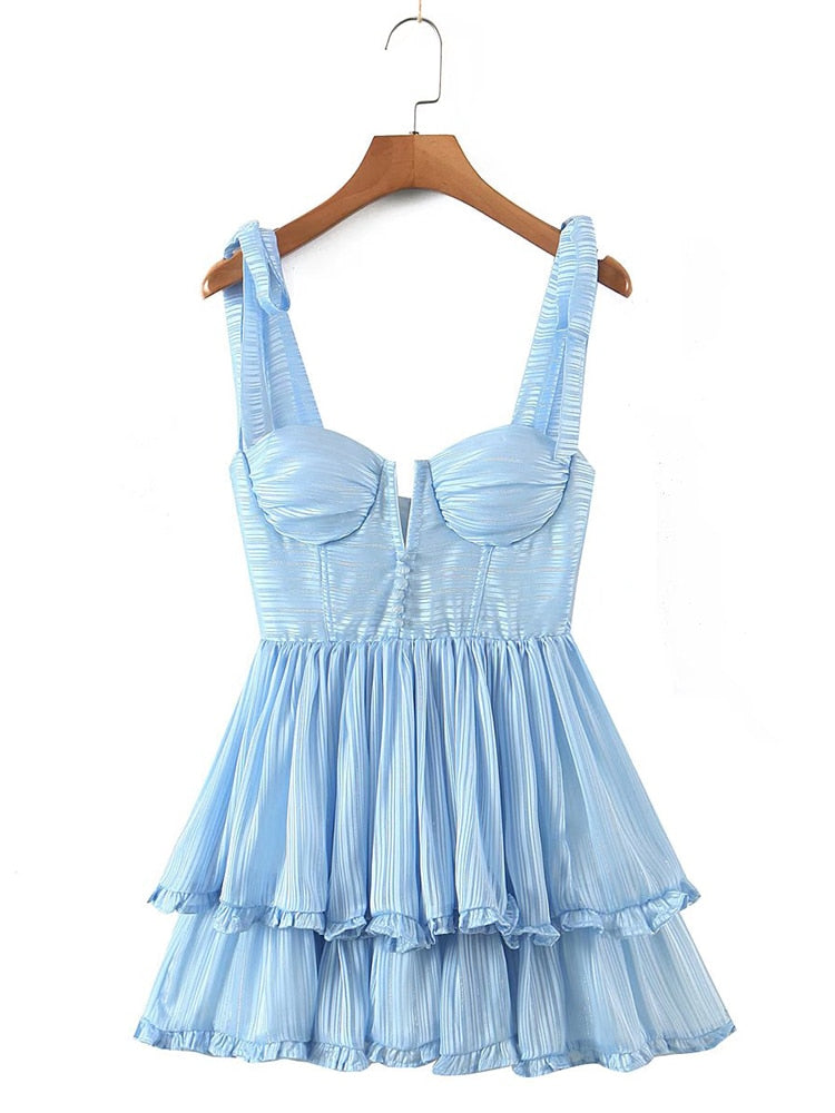 Ruffle Chiffon Mini Dress