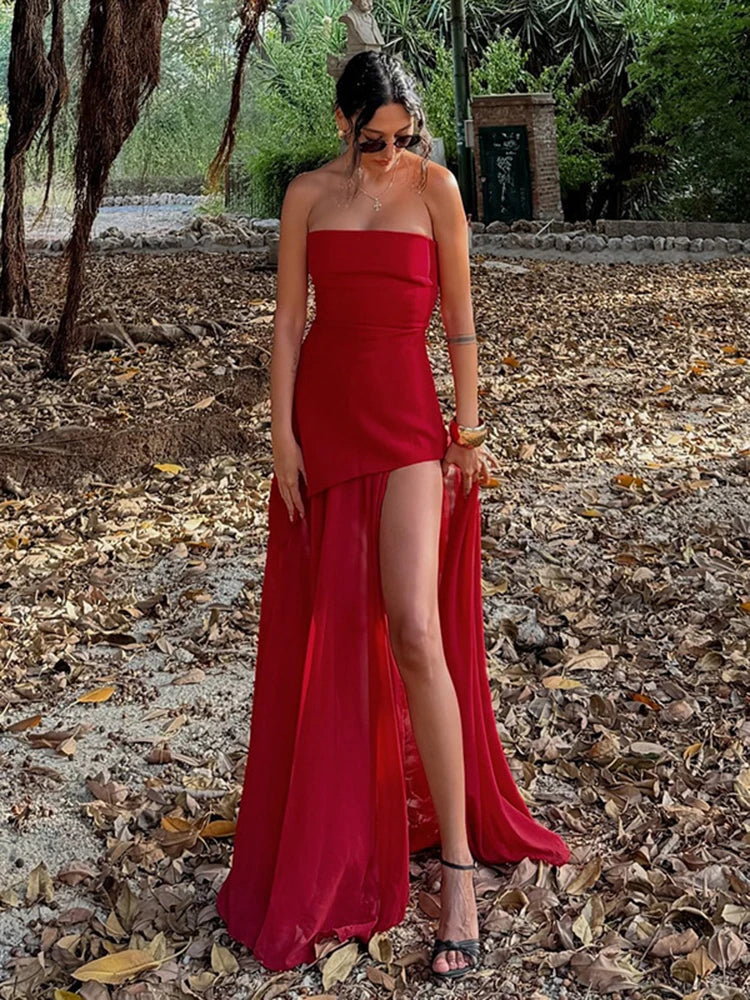 Slit Tulle Gown