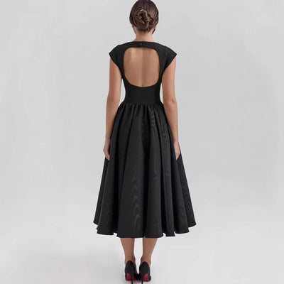 Backless Pleated Midi Dress - Evangeline