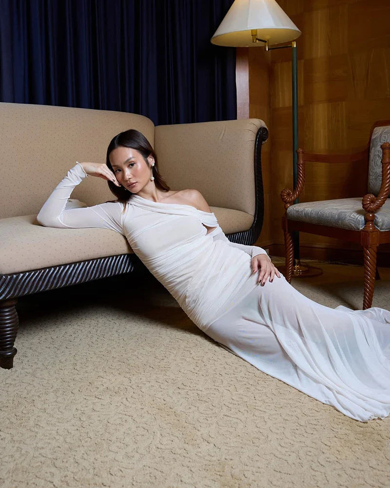 One-Shoulder Draped Maxi Dress