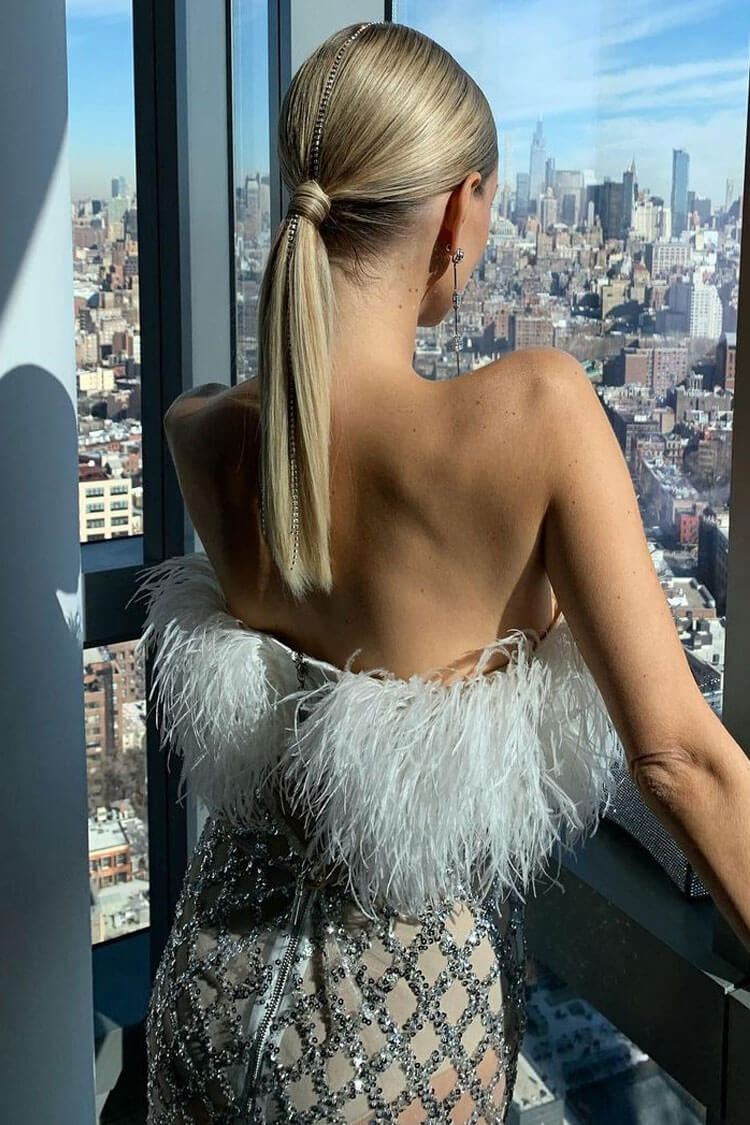 Loretta | Feather Top & Sequin Skirt Set